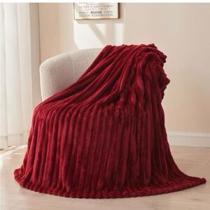 NEWCOSPLAY Super Soft Ribbed Blanket red twin size